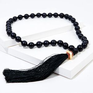 NEW India Hicks 20” Komboloi Beaded Black Prayer Necklace (Retail: $220)